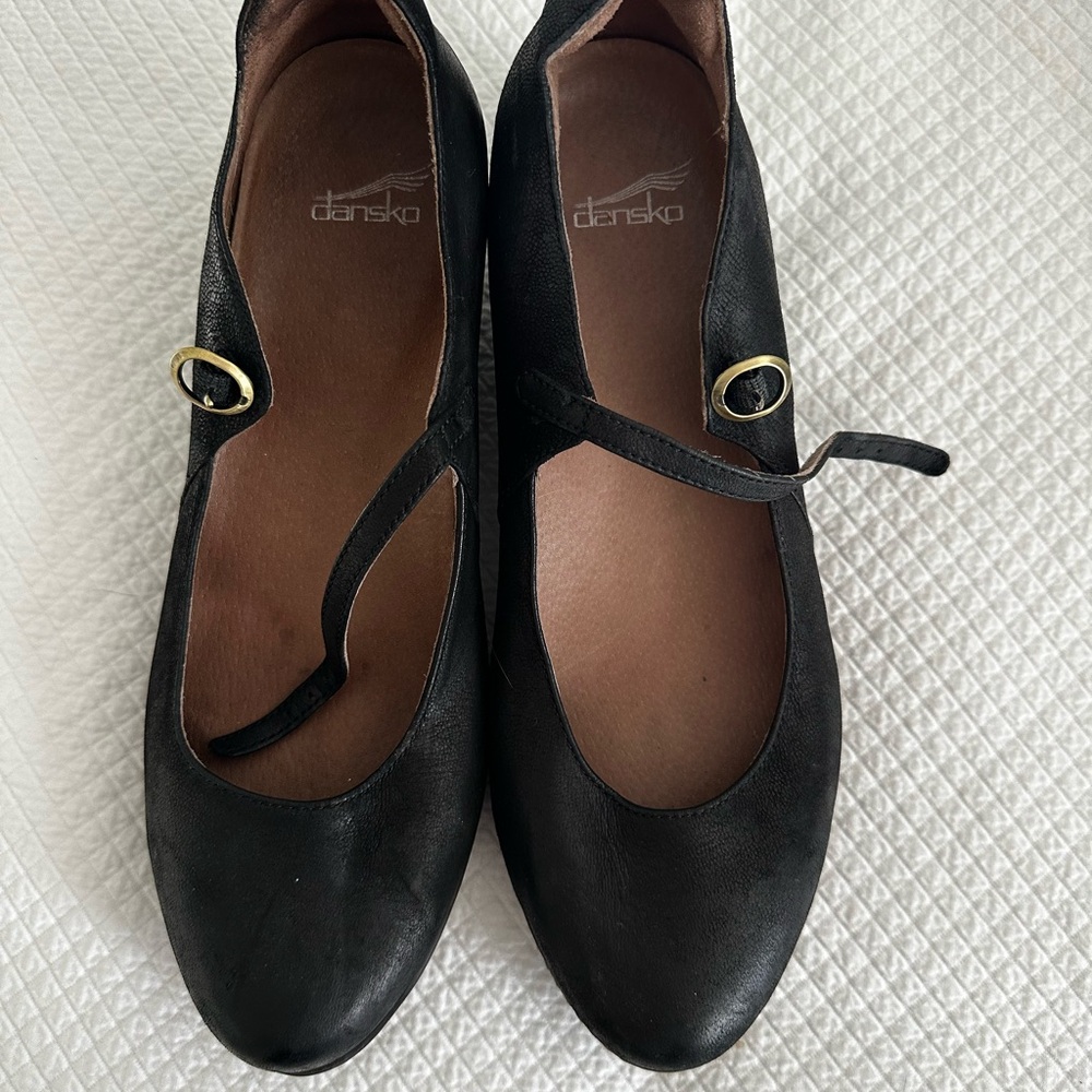 Dansko Black Mary Jane Shoes with Gold Buckle